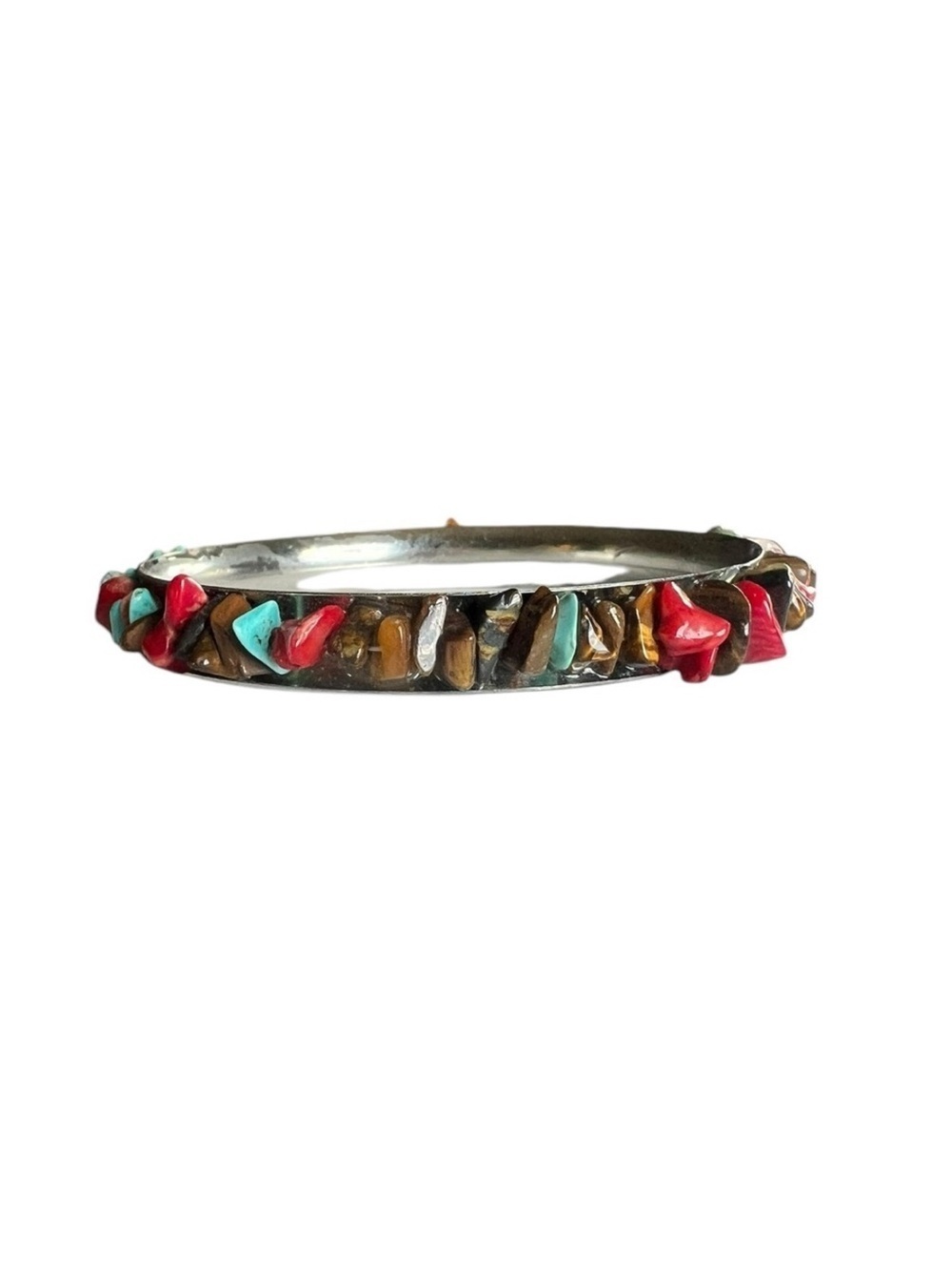 Turquoise Coral Bangle Bracelet Southwestern Style Boho